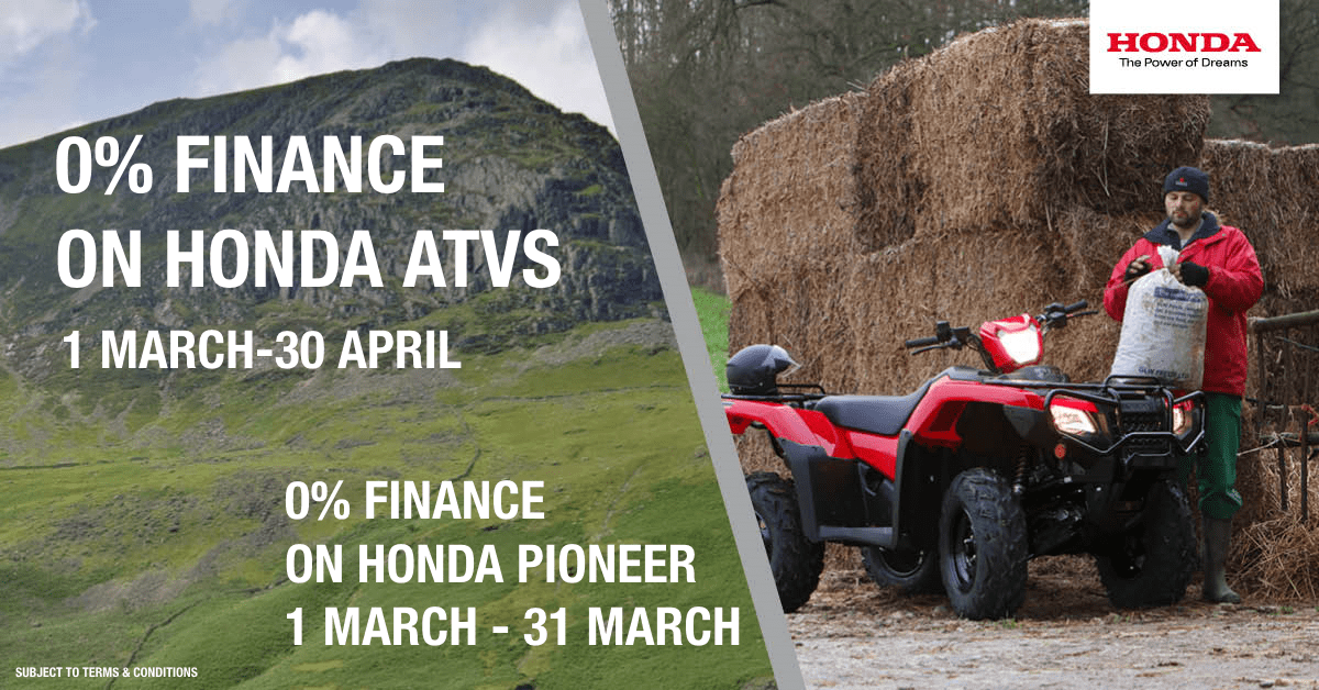 0% finance on all Honda ATVs